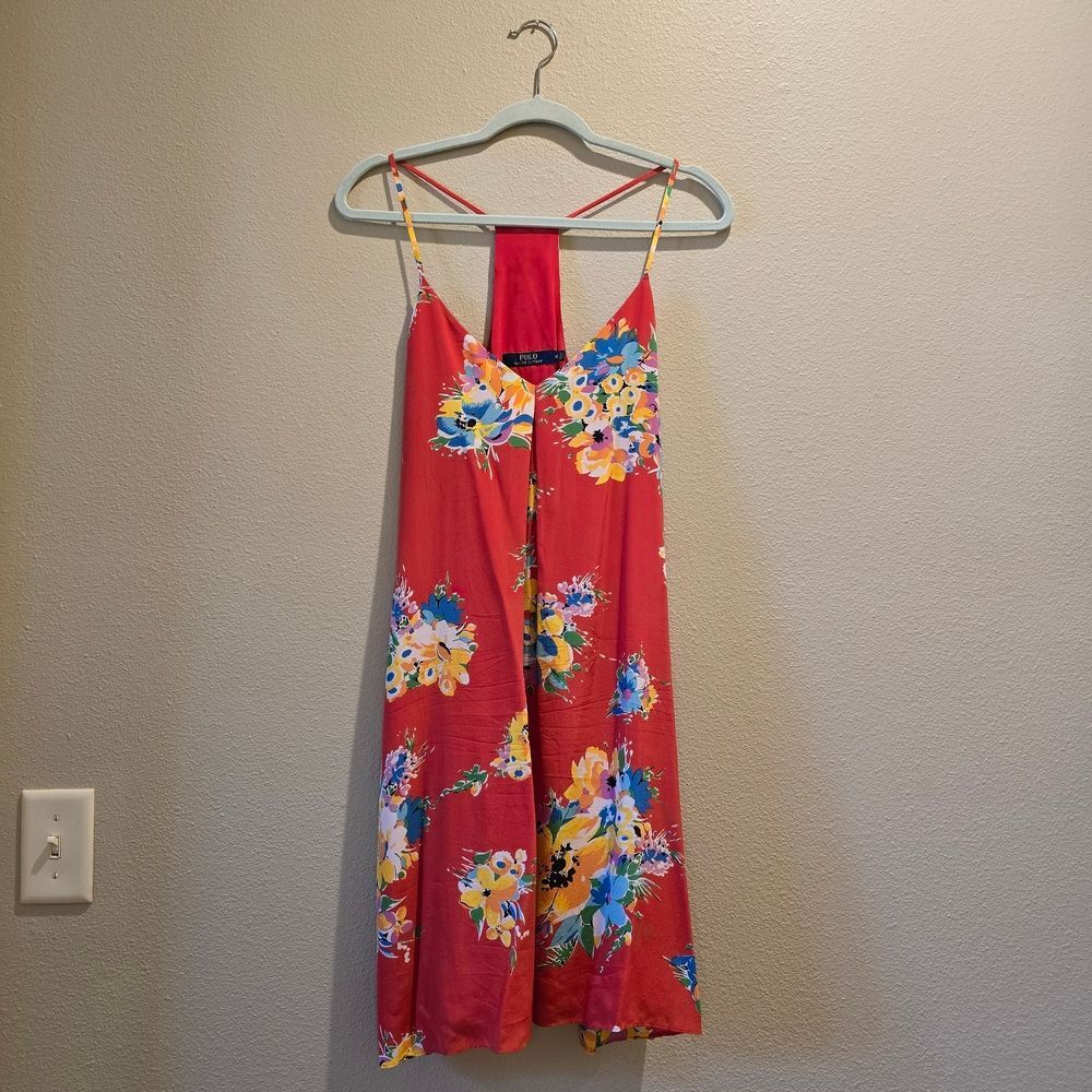 Polo by Ralph Lauren Red Floral Dress Sz 12